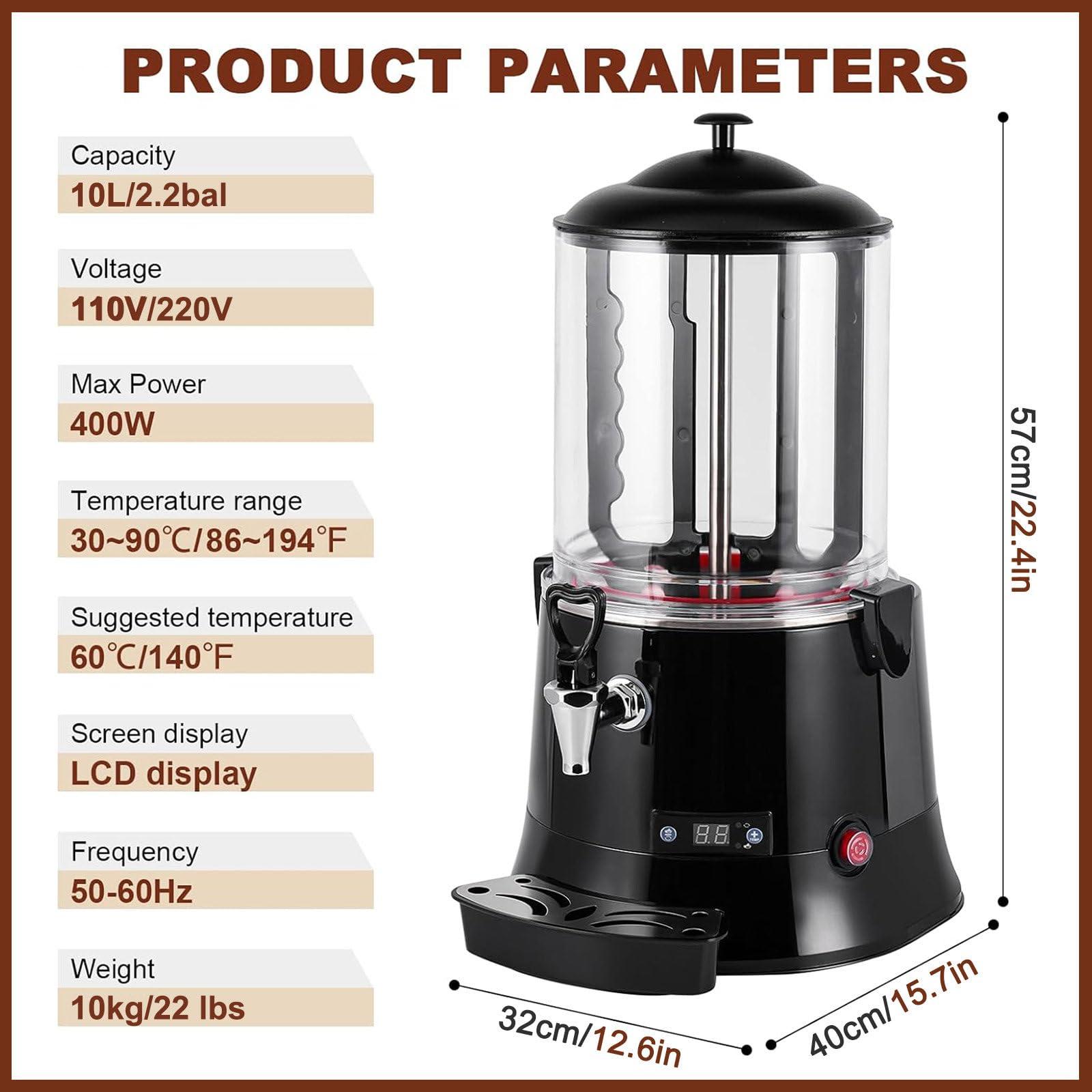 Eastnmythet Eastnmythet Hot Chocolate Dispenser 5L/10L, Commercial Electric Hot Chocolate Maker Machine for Heating Chocolate Coffee Milktea Juice, Chocolate Melting Machine,110V 10L