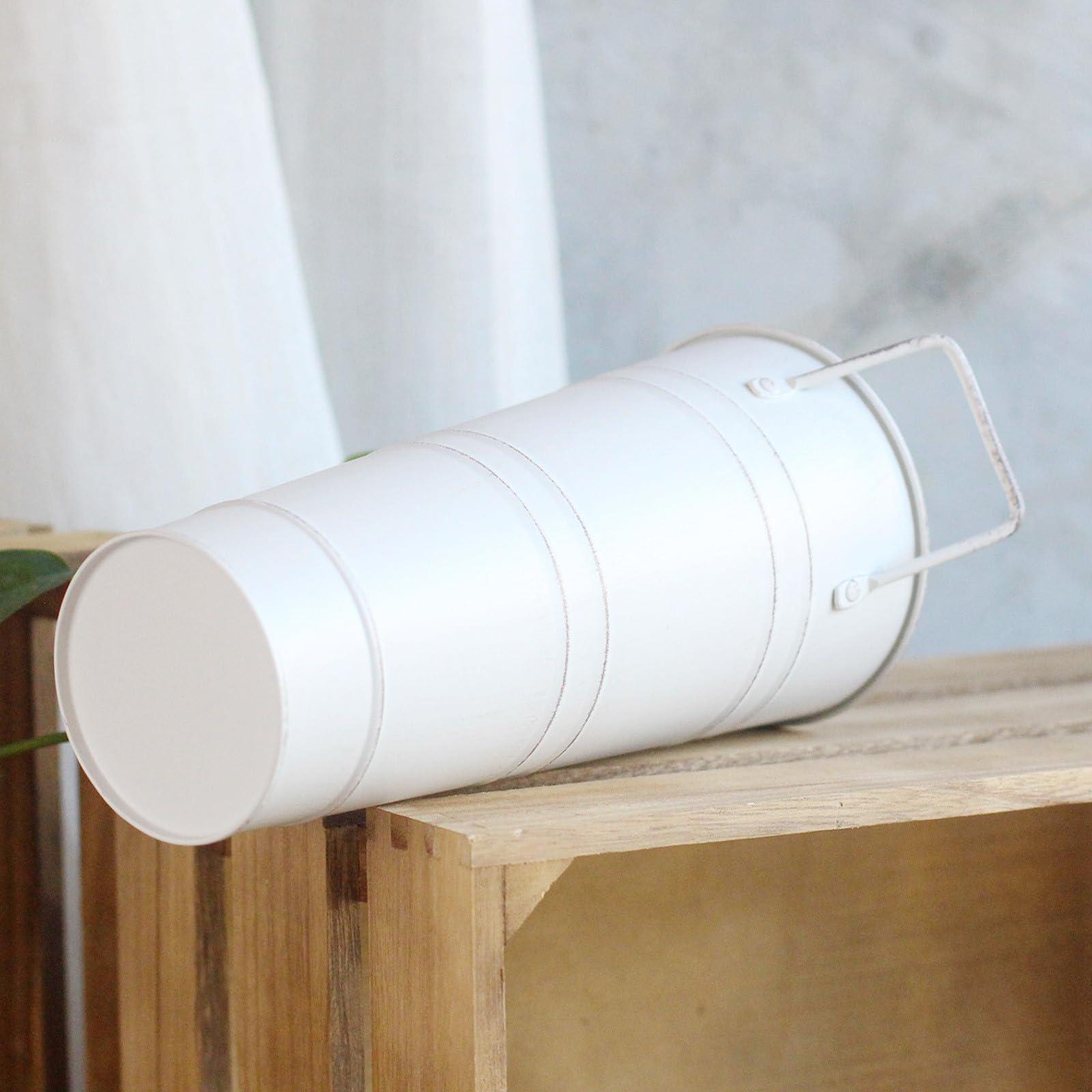 BLOWEST BLOWEST Mini Umbrella Stand Holder, Cute Metal Umbrella Bucket Freestanding, Small Umbrella Rack Barrel Canes, Walking Sticks Golf Clubs Organizer, Metal Floor Vase for Entryway Porch Indoor (White)