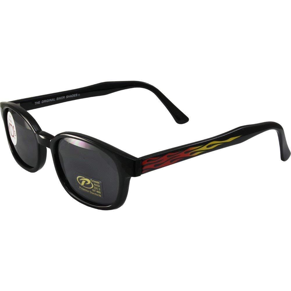 KD's KD\'s Original Flame Black Frames W/Flame Smoke Lens Sunglasses Motorcycle Glasses With Pouch