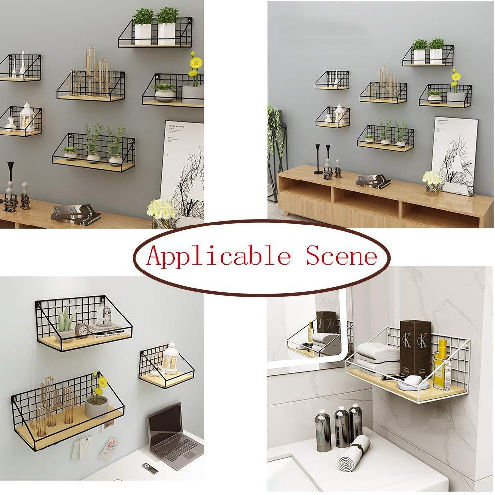 Wddwymll Home Decor Floating Shelves Wall Mounted,100% Natural Wood & Firm Welded Metal Wall Shelf,Black Wall Mounted Storage Shelves,Easy to Install ,Load Capacity 10kg,for Bathroom, Bedroom, Living Room