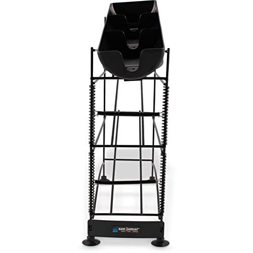 Carlisle Paddles San Jamar Wireworks Cup and Lid Dispenser Fits 8 - 44 Oz. Cups, 3 Tiers with Suction Cup Feet for Restaurants, Fast Food, And Kitchens, Plastic, 8.25 X 20.5 X 22.5 Inches, Black