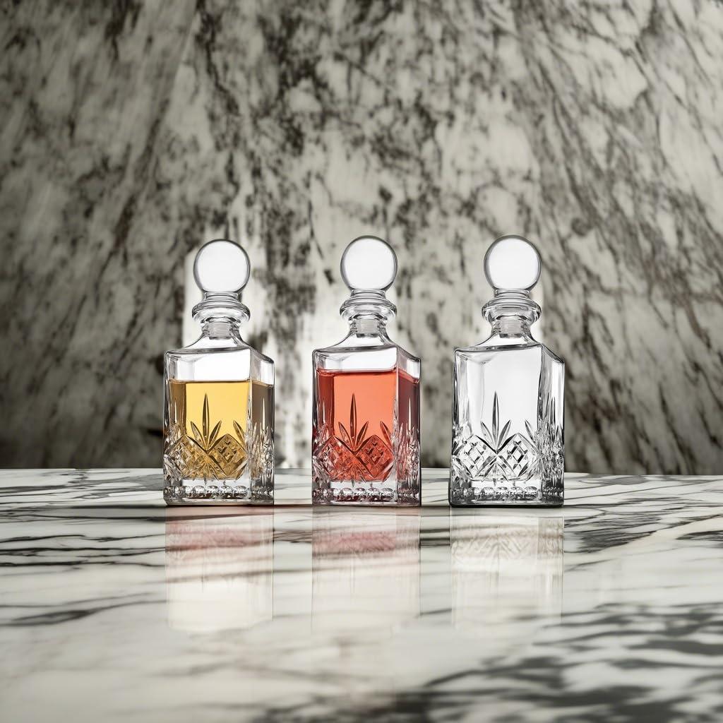 Godinger Godinger Mini Whiskey Decanter Barware Set - Dublin Crystal Collection for Liquor Whisky Vodka or Wine - 10oz, set of 3