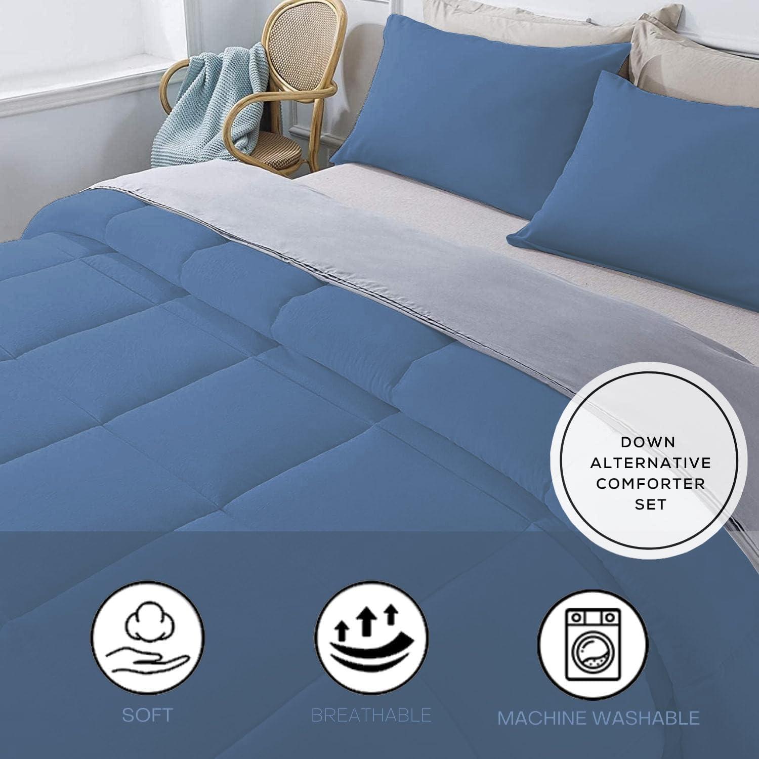 Night Nest 1Pcs Comforter 100% Egyptian Cotton 800 Thread Count - Super King Plus Size (120\" x120\") Inch,Soft and Breathable Comforter - Medium Blue Solid