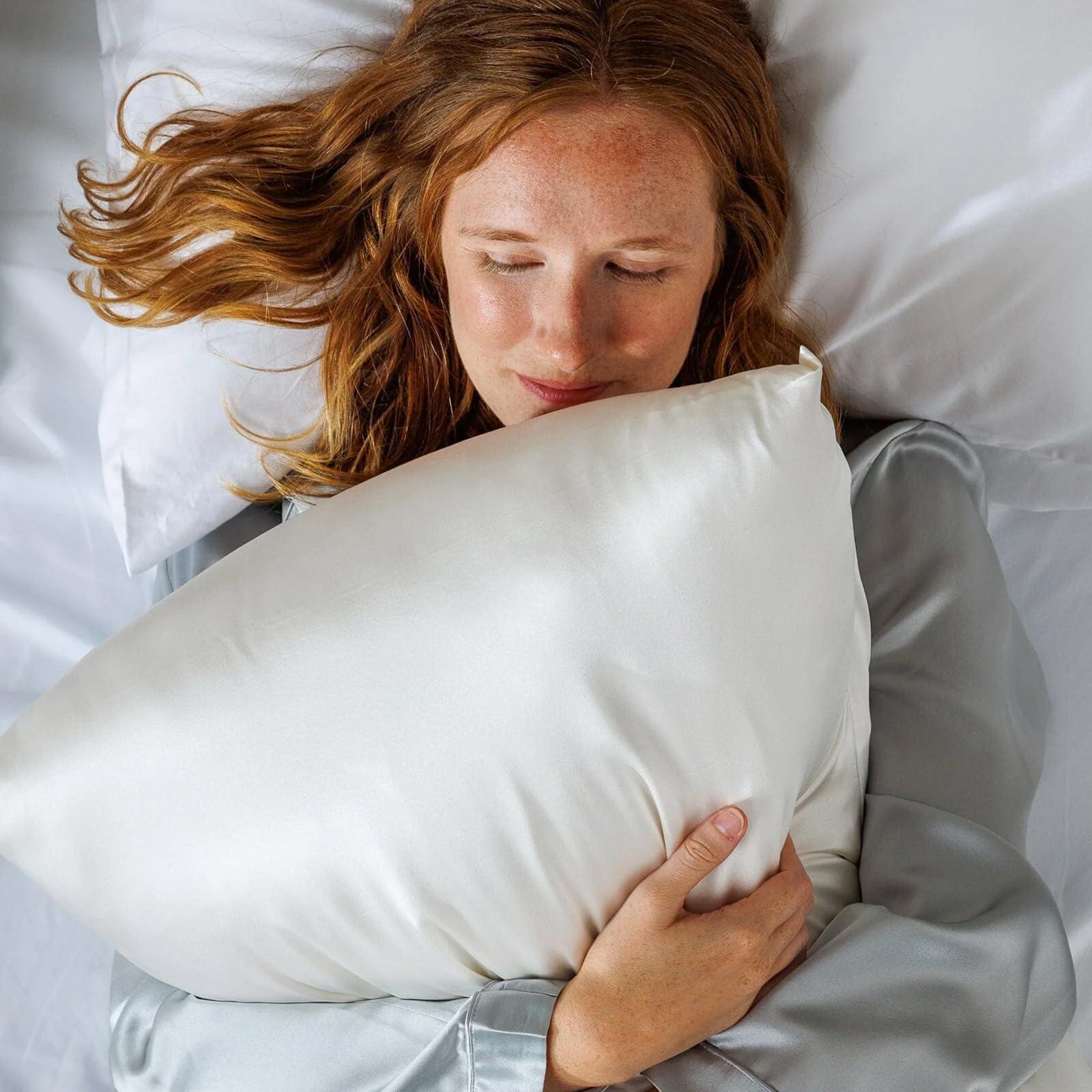 Fishers Finery Fishers Finery 19mm 100% Pure Mulberry Silk Pillowcase, Good Housekeeping Quality Tested (White, K)