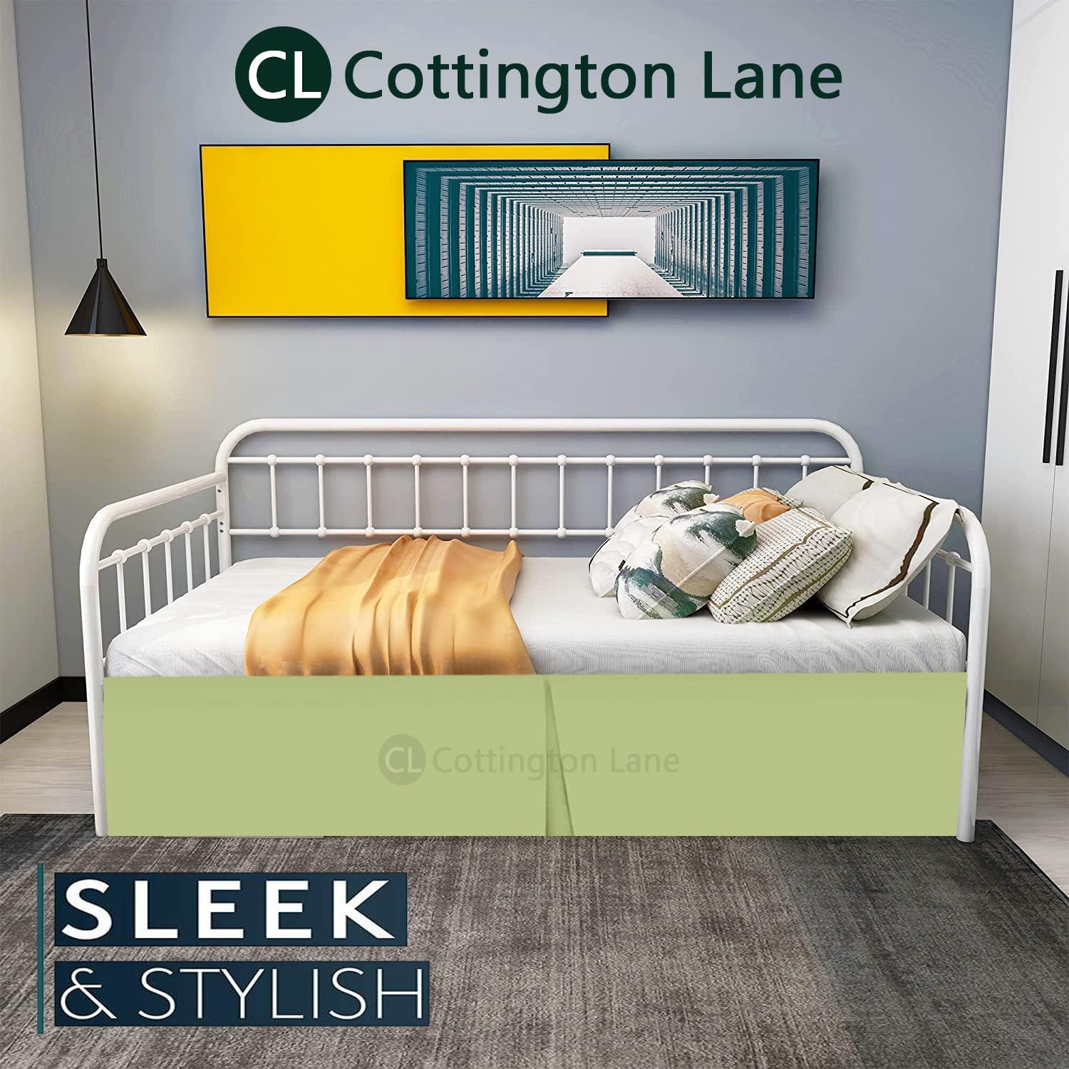 Cottington Lane Pleated Bed Skirt with Split Corners for Daybeds - Three Side Coverage - Made with Brushed Microfiber - Navy Blue Daybed Dust Ruffle Split Corners - Full 21 Inches Drop Daybed Skirt(Full/21\" Drop)