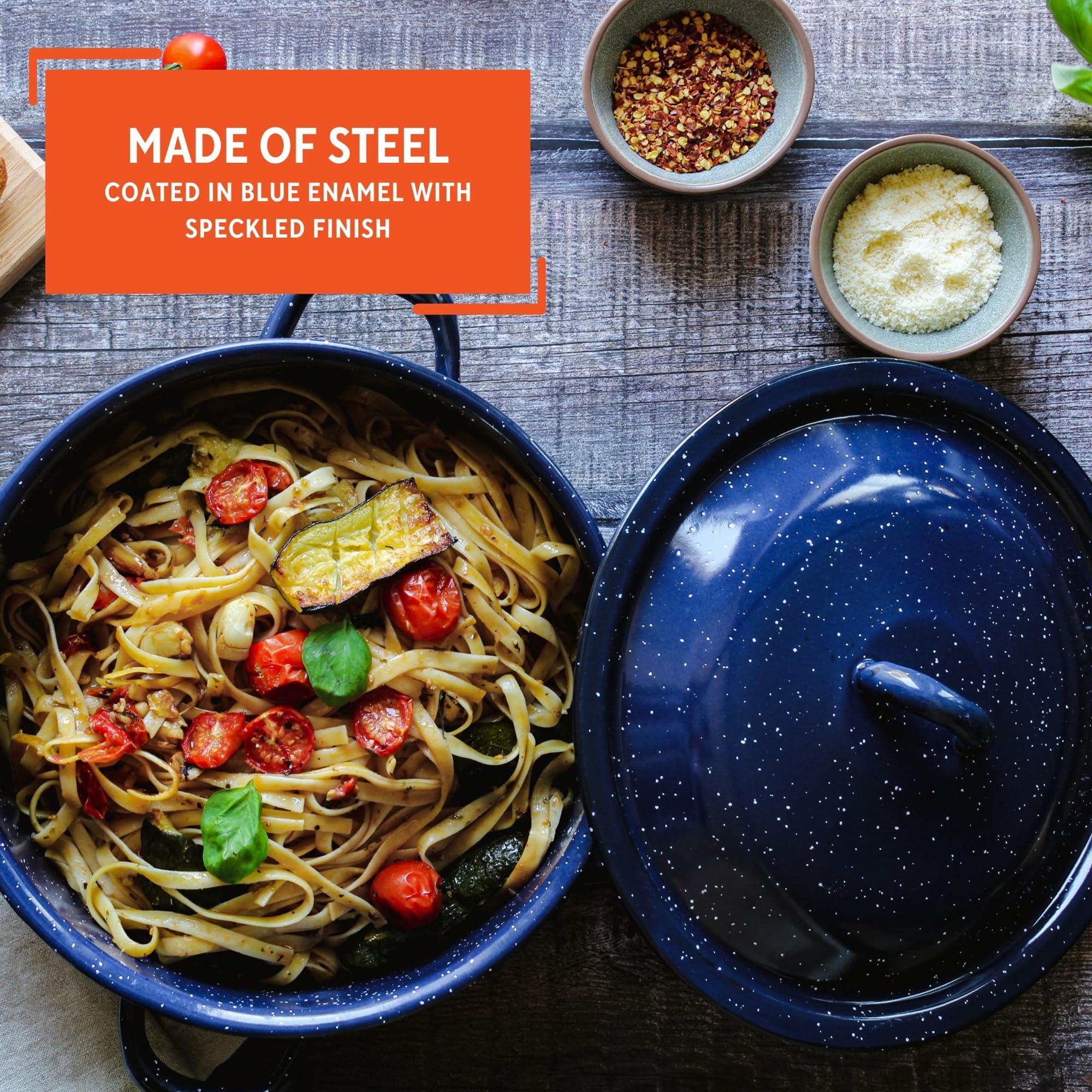 Imusa IMUSA 6.0qt Enamel Stock Pot, Blue