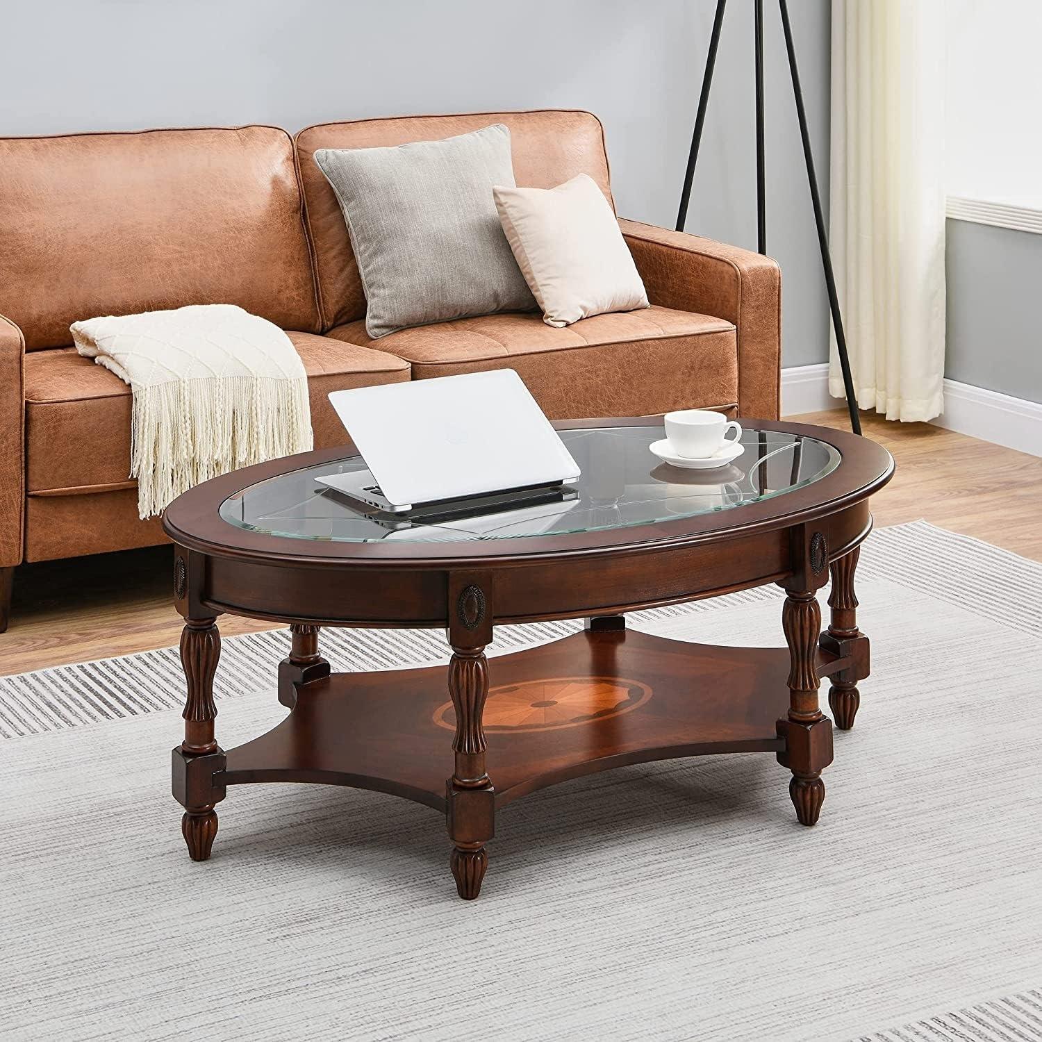 Overstock Overstock Solid Wood End Tables Coffee Tables Console Table with Glass Top Coffee Table Coffee Tables