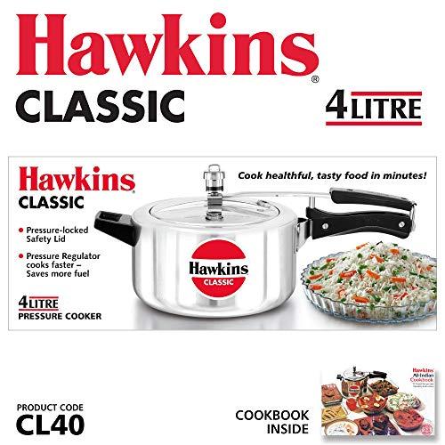 HAWKINS Hawkins Classic Aluminum Pressure Cooker, 4 Litre