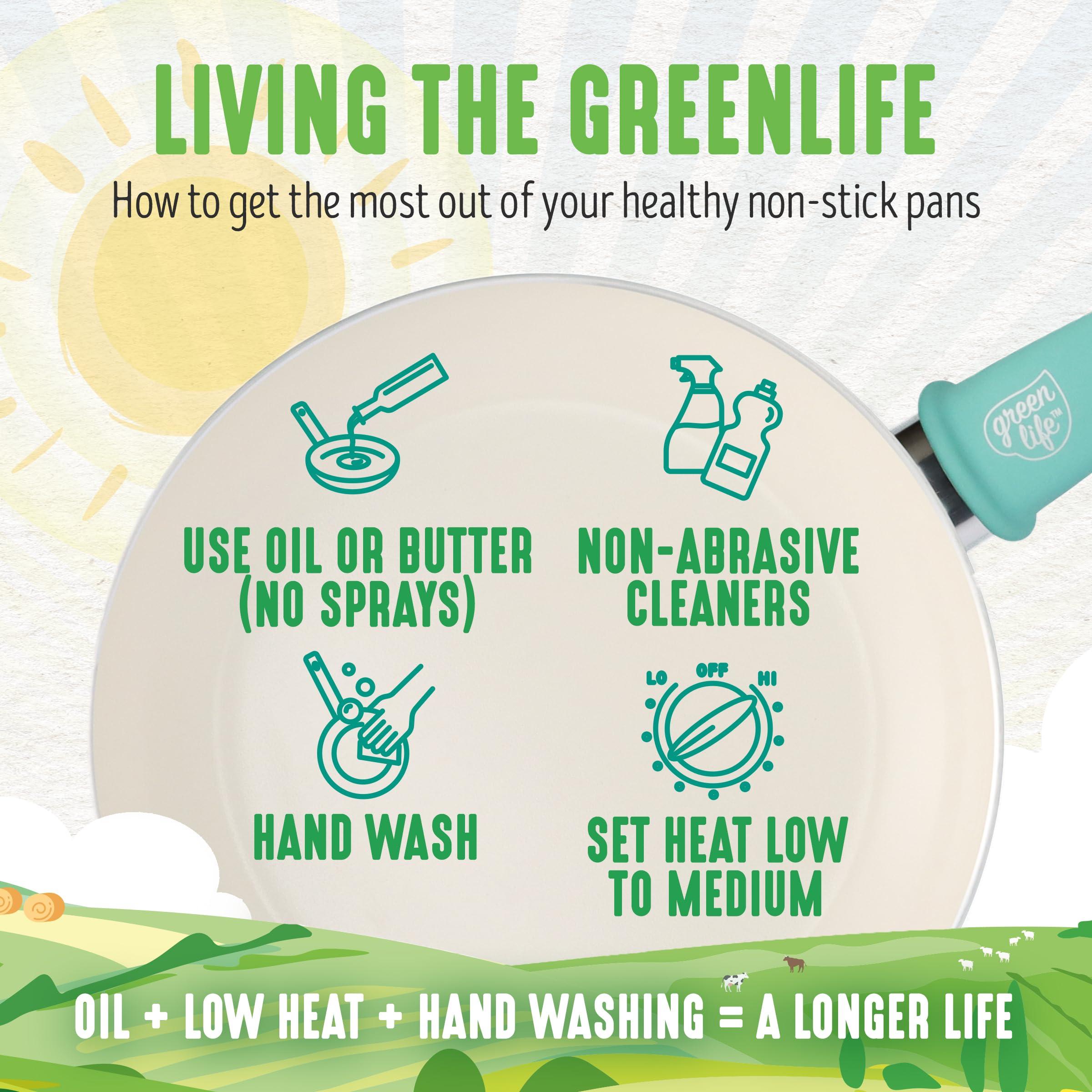 GreenLife GreenLife Soft Grip Healthy Ceramic Nonstick, 8" Frying Pan Skillet, PFAS-Free, Dishwasher Safe, Turquoise