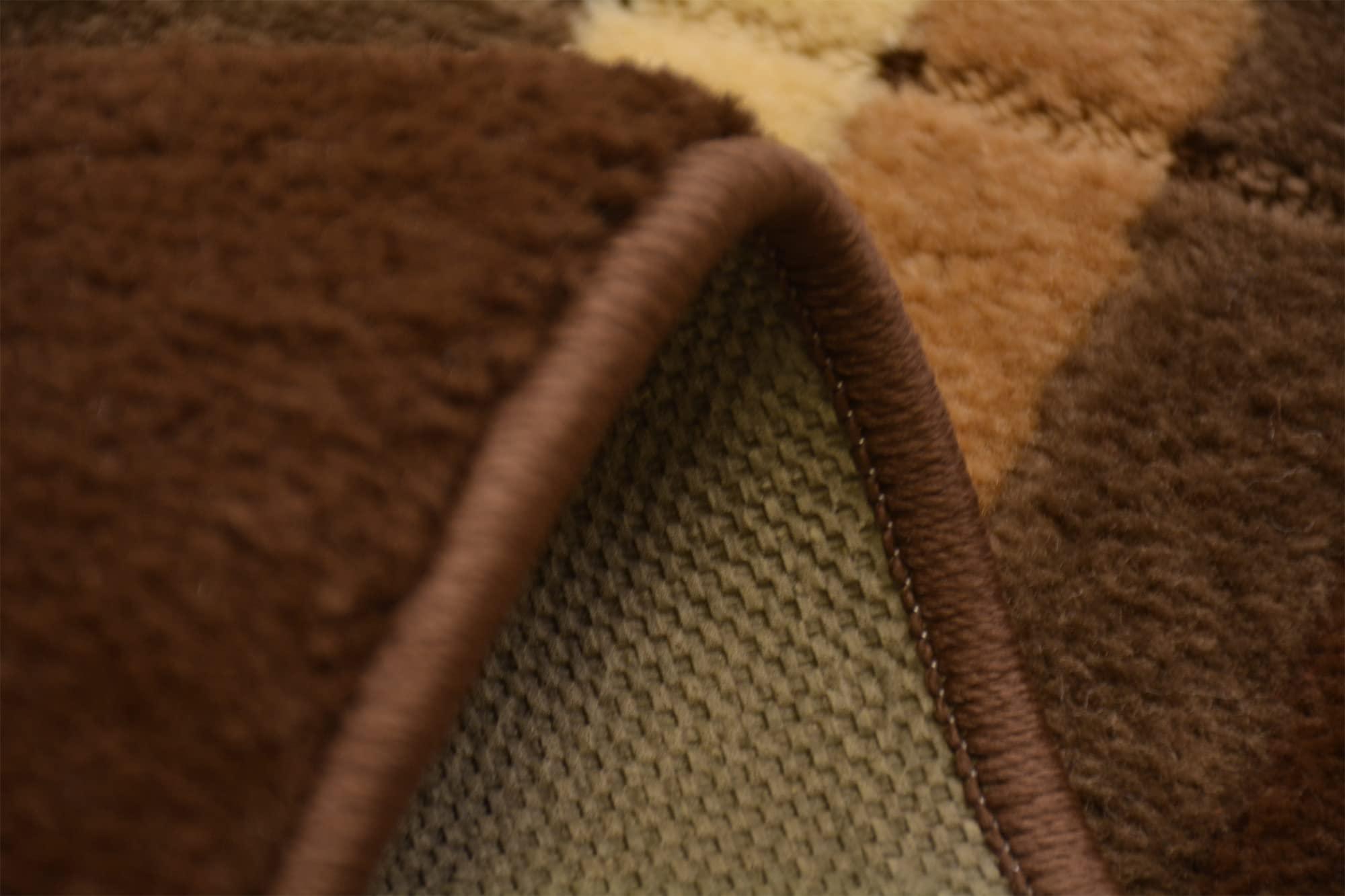 RugStylesOnline Washable Custom Size Runner Rug Squares Geometric Design Extra Long Runner Rugs for Hallways 26 Inch Wide x Pick Your Size by Feet Slip Skid Resistant Rubber Back (Square Brown, 24 ft x 26 in)