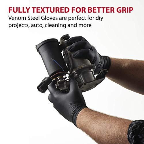 Venom Steel Venom Steel Industrial Nitrile Gloves, Chemical Resistant Disposable Black Gloves, Latex-Free, Powder-Free, Textured Grip, Heavy Duty Two-Layer Protection, 6 mil, XL, 100 Count