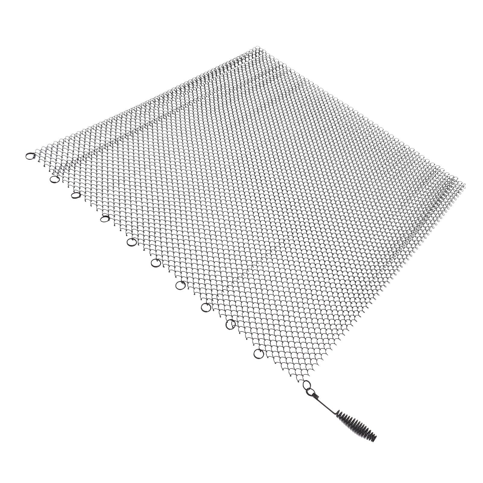 XHTLLO XHTLLO Fireplace Mesh Screen Curtain 2 Wide Panels Hanging Replacement Screens for Home Wood Burning Fireplace Black, Safety Stainless Steel Easy Installation(24 * 20in)
