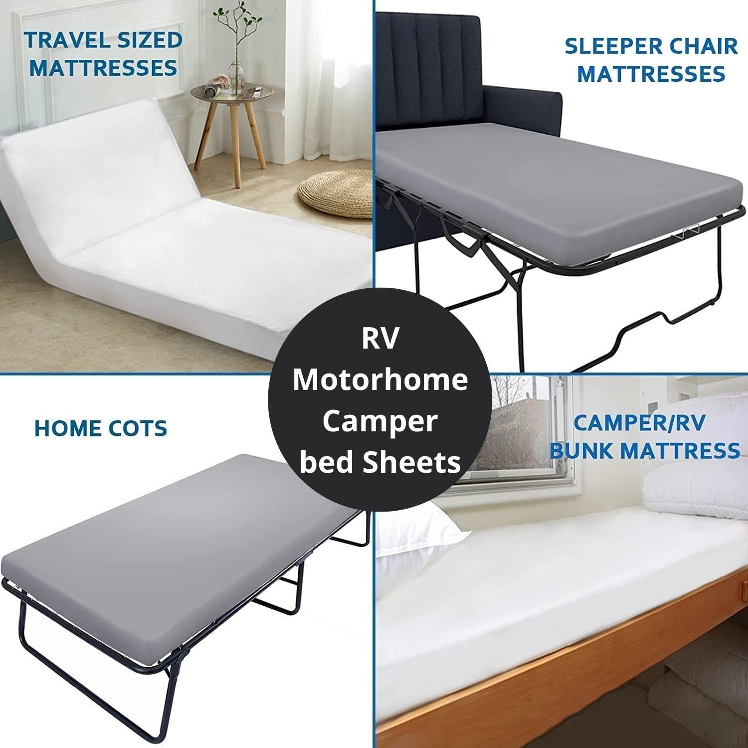 DIFFERENT SHEETING DIFFERENT SHEETING- Cot Fitted Sheet 28\" x 75\"-100% Cotton-Soft & Breathable- Only Fitted Sheet with 5\" Deep Pocket- Perfect for RV Bunk/Camping Cot/Guest Bed-Cot Size 28\" x 75\",Ivory Stripe