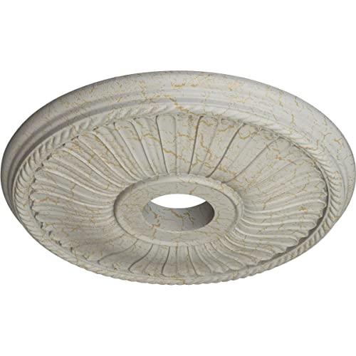 Ekena Millwork Ekena Millwork CM20BE1PCC Berkshire Ceiling Medallion, 20 1/8\"OD x 3 7/8\"ID x 1 7/8\"P, Hand-Painted Pot of Cream Crackle