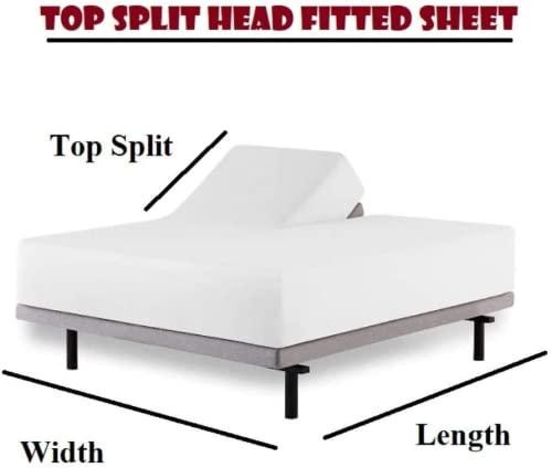 Shreem Linen Split Head Flex King Sheet Set - 1800 Ultra-Soft Microfiber Bed Sheets - Double Brushed - Split Head King Sheets Set - Deep Pocket - Bed Sheets (Split Head Flex Light Grey) - 39\" Split TOP