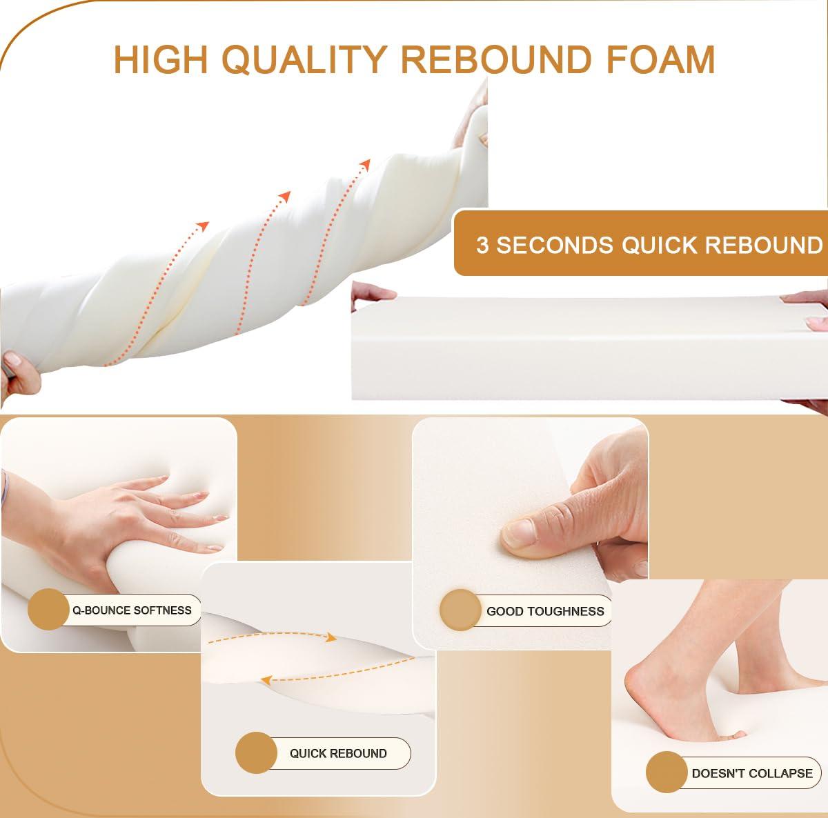 WAYRGN WAYRGN Bed Gap Filler,Headboard Gap Filler King,Mattress Extender,Mattress Gap Filler King Bed,Headboard Space Filler,Headboard Pillow High-Density Sponge with Removable Cover