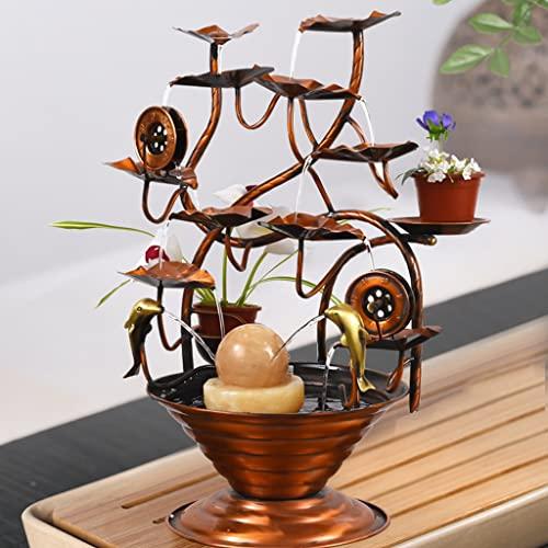 AMONG AMONG Tabletop Fountains Tabletop Fountain Copper Retro Water Fountain Desktop Waterfall Fountain Home Living Room Desktop Ornament Indoor Waterfall Feature
