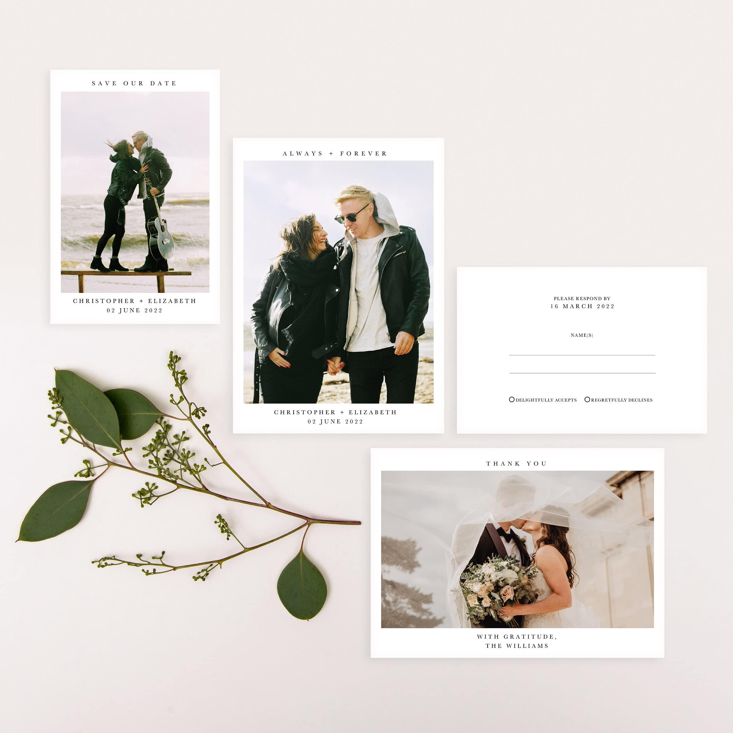 WEDDINGSTAR WEDDINGSTAR Custom Printed Photo Thank You Cards - Timeless Snapshot - Horizontal (Pack of 120)