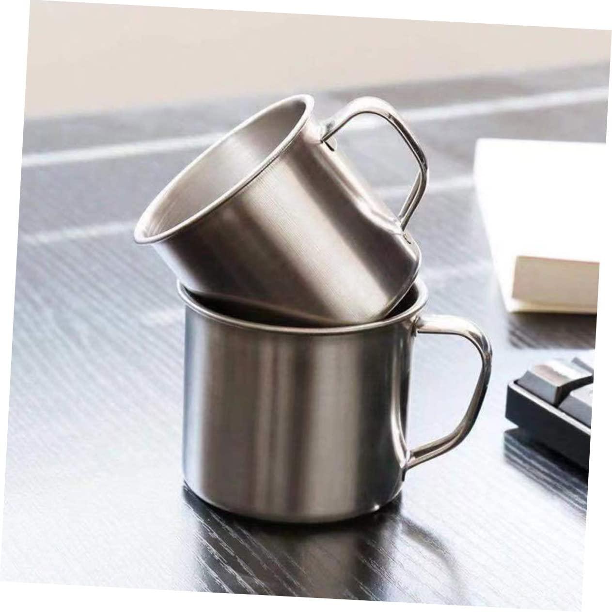 Cabilock 6pcs Children\'s Stainless Steel Water Cup Camping Mugs Kids Drinking Cups Mug with Handle Decorative Mug Cups for Coffee Stainless Steel Cup Coffee Mugs with Handles Latte Cup