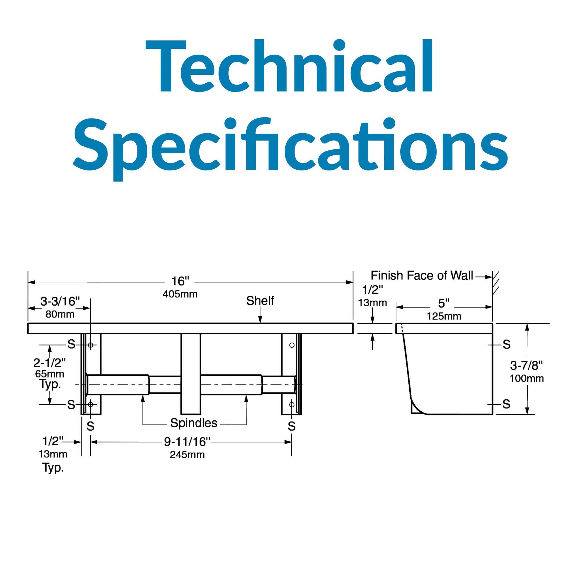 Bobrick Bobrick Toilet Tissue Dispenser with Utility Shelf, Surface-Mounted, Satin-Finish Stainless Steel, Holds Two Standard Rolls, Dual Roll Capacity, Ideal for Commercial Restrooms (Model B-2840)