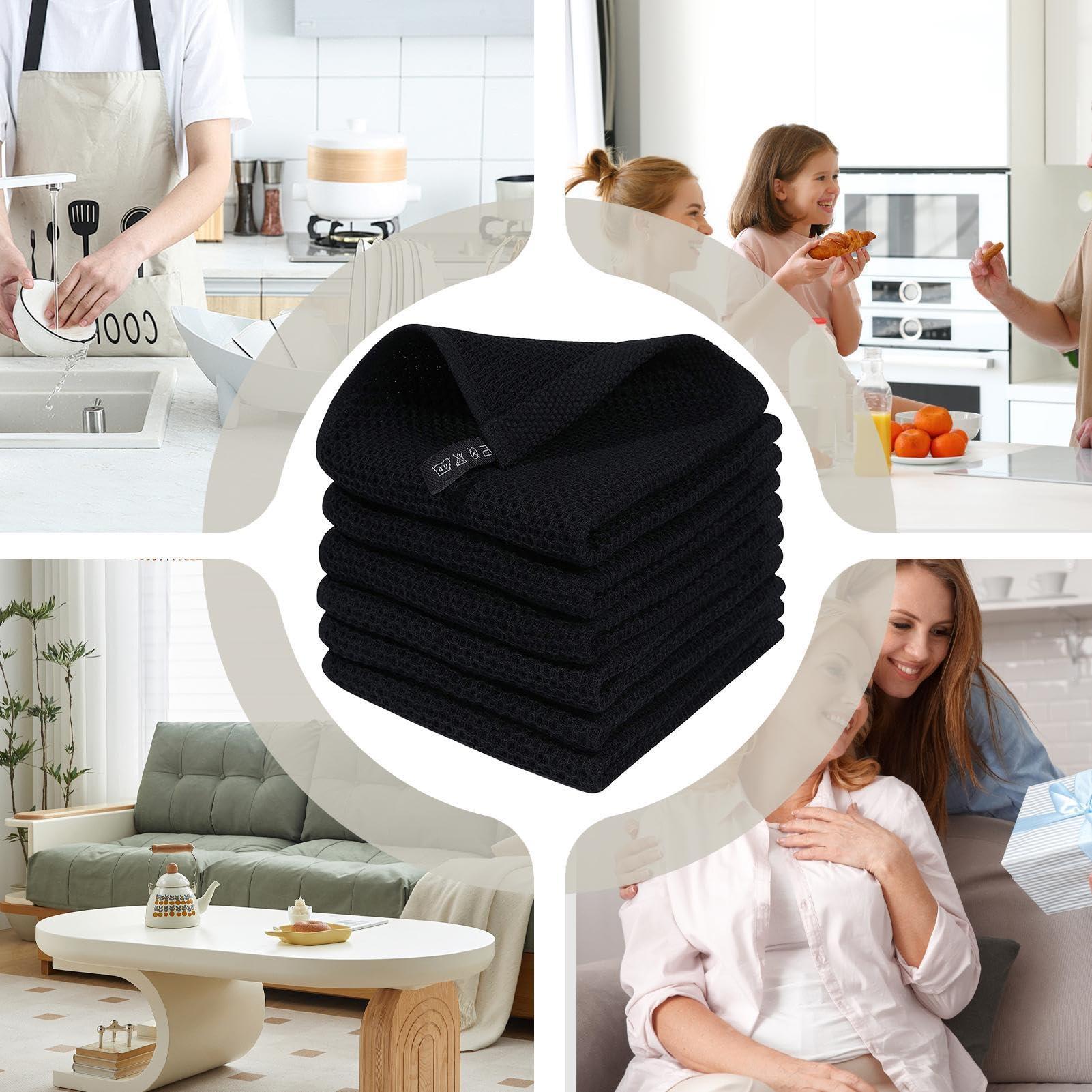 Generic Kitchen Dish Towels, Absorbent Cotton Dish Drying Towels, Multipurpose Kitchen Towel Set, Soft Washcloths for Kitchen Utensils, for Drying Dishes, Cleaning Surfaces, and Everyday Use