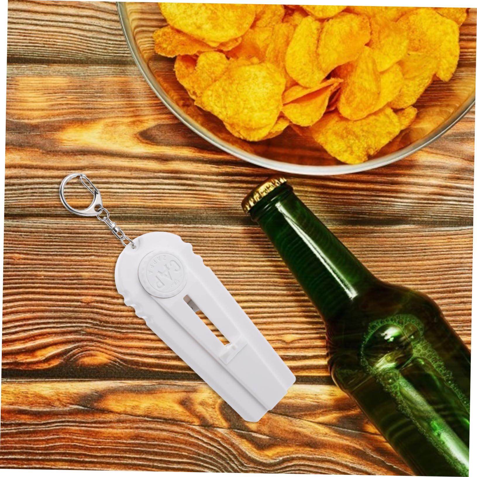 Hemoton Hemoton Bottle Opener Bottle Cap Launcher Bottle Lid Remover Wine Opener Keychain Bottle Cap Opener Automatic Wine Opener Beer Cap Shooter Zappa Drink Bottle Household Iron Travel White