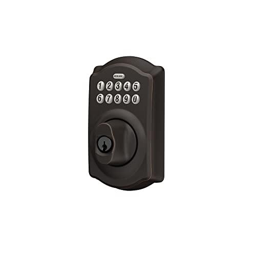 SCHLAGE Schlage BE365 V CAM 716 Camelot Keypad Deadbolt, Electronic Keyless Entry Lock, Aged Bronze