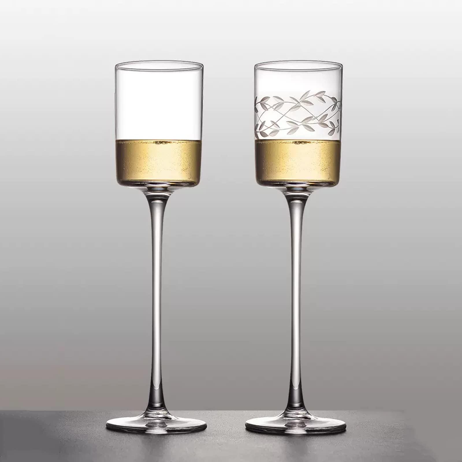 GLigeT Champagne Flutes 2 pcs Crystal Glass Champagne Glasses Light and Transparent Creative Cocktail Glasses Vintage Sparkling Glasses 120ml Tall Champagne Flute Champagne Glasses (Color : A)