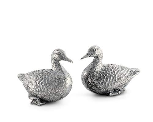 Vagabond House Vagabond House Pewter Duck Salt and Pepper Shaker Set Heirloom Quality Solid Metal S/P Shaker 2 inch Tall