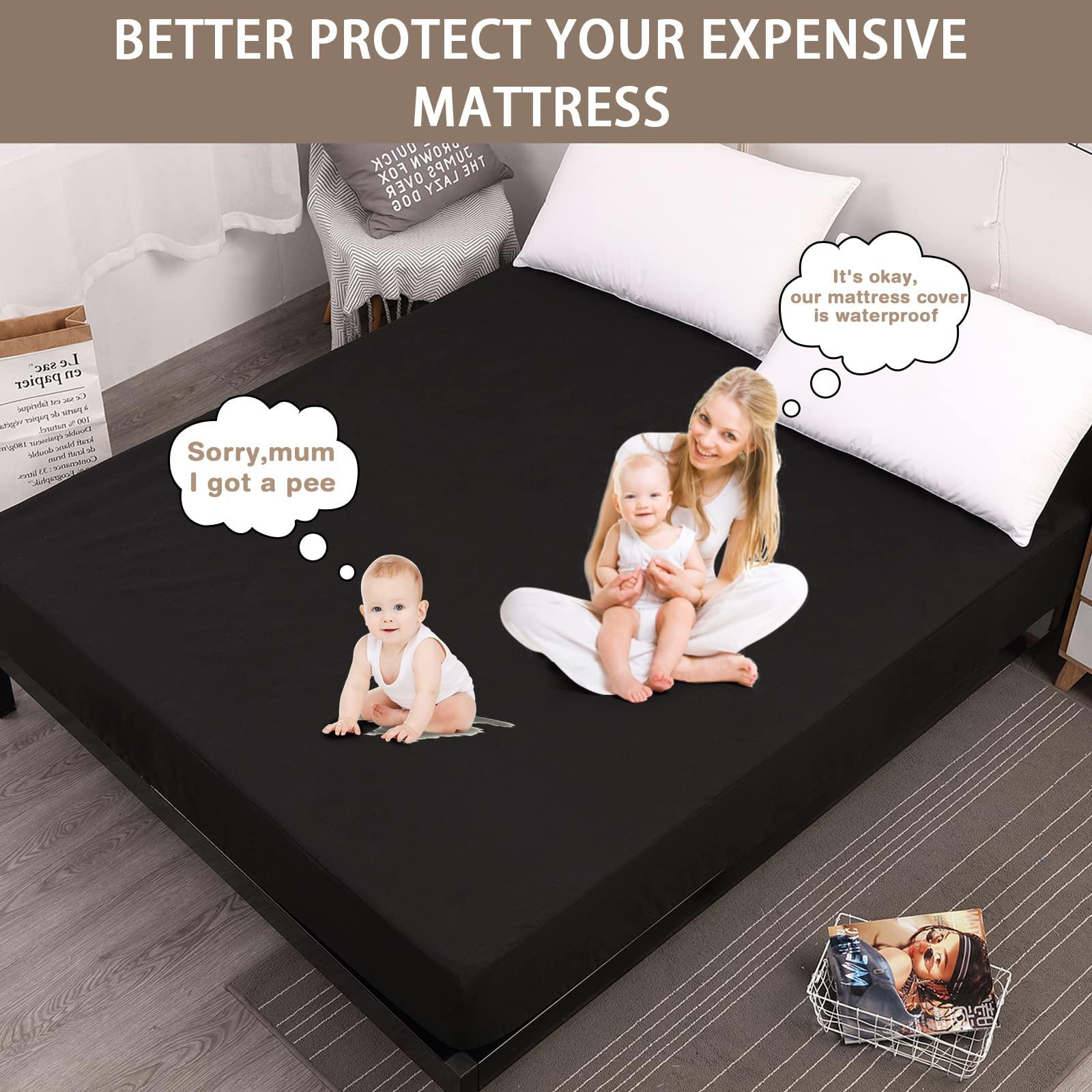 Mecerock Mecerock Mattress Protector, Breathable and Soft Waterproof Mattress Protector, Mattress Cover, Black Mattress Cover Full Size Bed