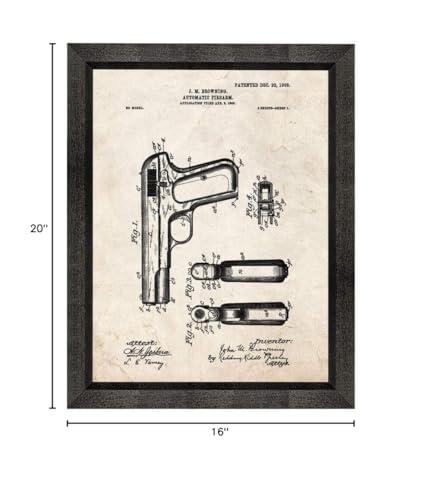Frame a Patent Colt Model 1903 Pocket Hammerless Automatic Pistol Patent Art Old Look Print in a Beveled Black Wood Frame (16\" x 20\") M10084