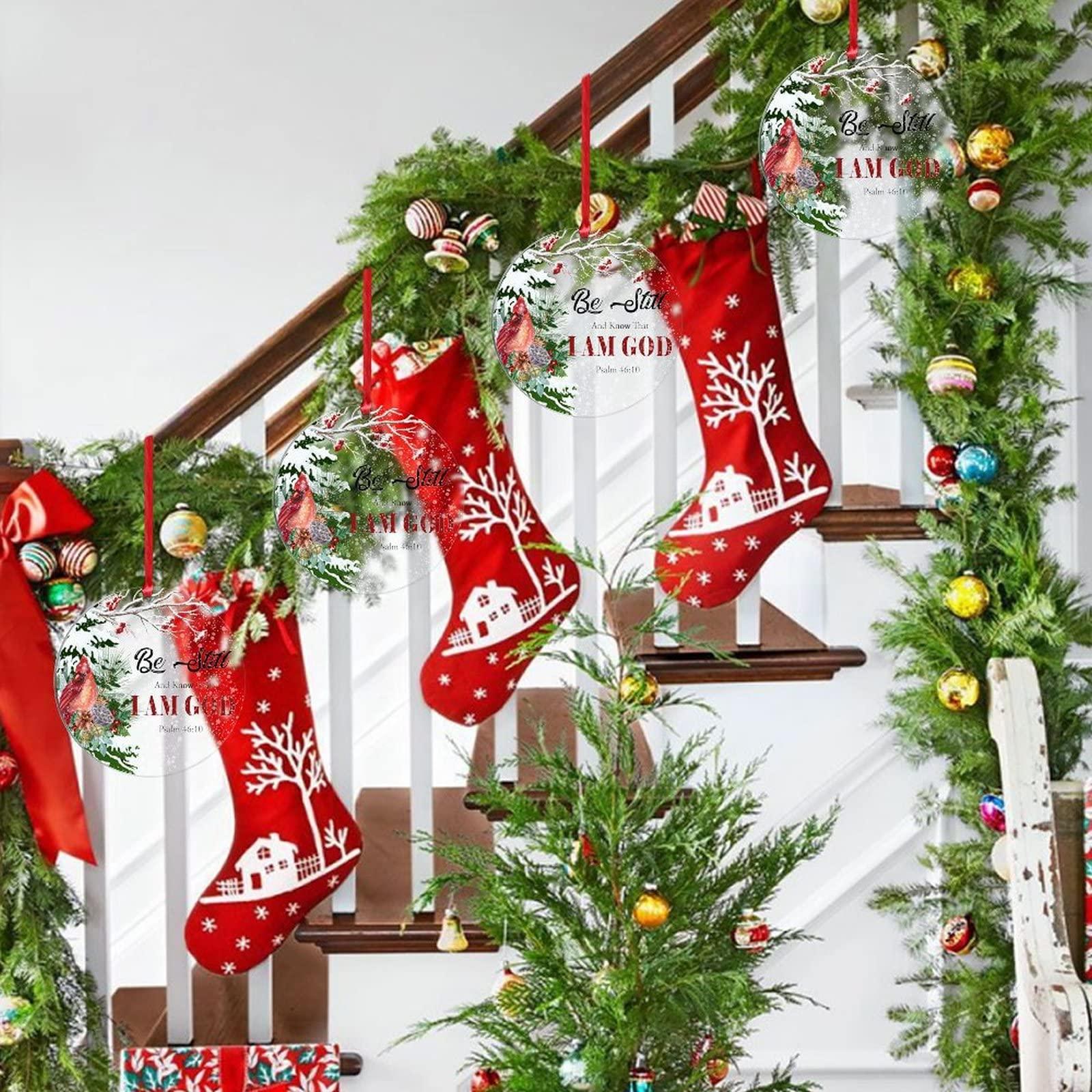 Generic Be Still and Know That I Am God Cardinals Acrylic Keepsakes Red Cardinals Bird Ceramic Ornament Xmas Tree Ornament Keepsake New Years 2023 Decorations Gifts First 2022