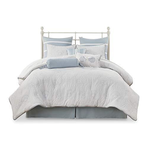 Harbor House Harbor House Cotton Comforter Set-Coastal Oceanic Sealife Design All Season Down Alternative Bedding with Matching Shams, Bedskirt, King(108"x96"), Beach, Quilted Seashell White, 4 Piece,HH10-703