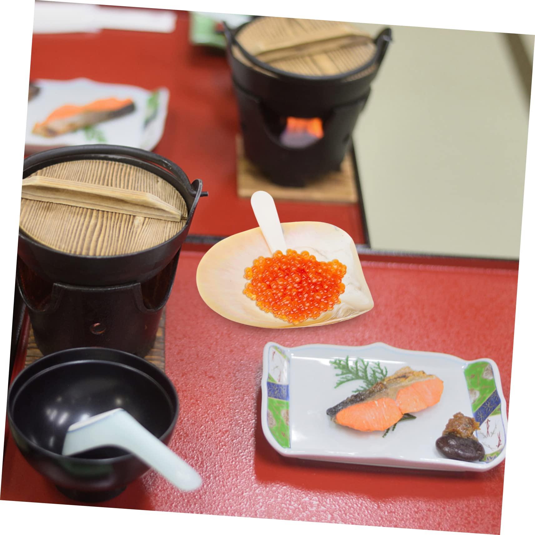 PRETYZOOM PRETYZOOM 1 Set Caviar Dish Fish Decorative Balls for Bowls Products Tank Conch Charcuterie Flat Caviar Shell Dish Caviar Props Decorative Paintings for Living Room Glossy Shell Adornment