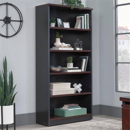 Pemberly Row Pemberly Row Engineered Wood 5-Shelf Bookcase in Classic Cherry
