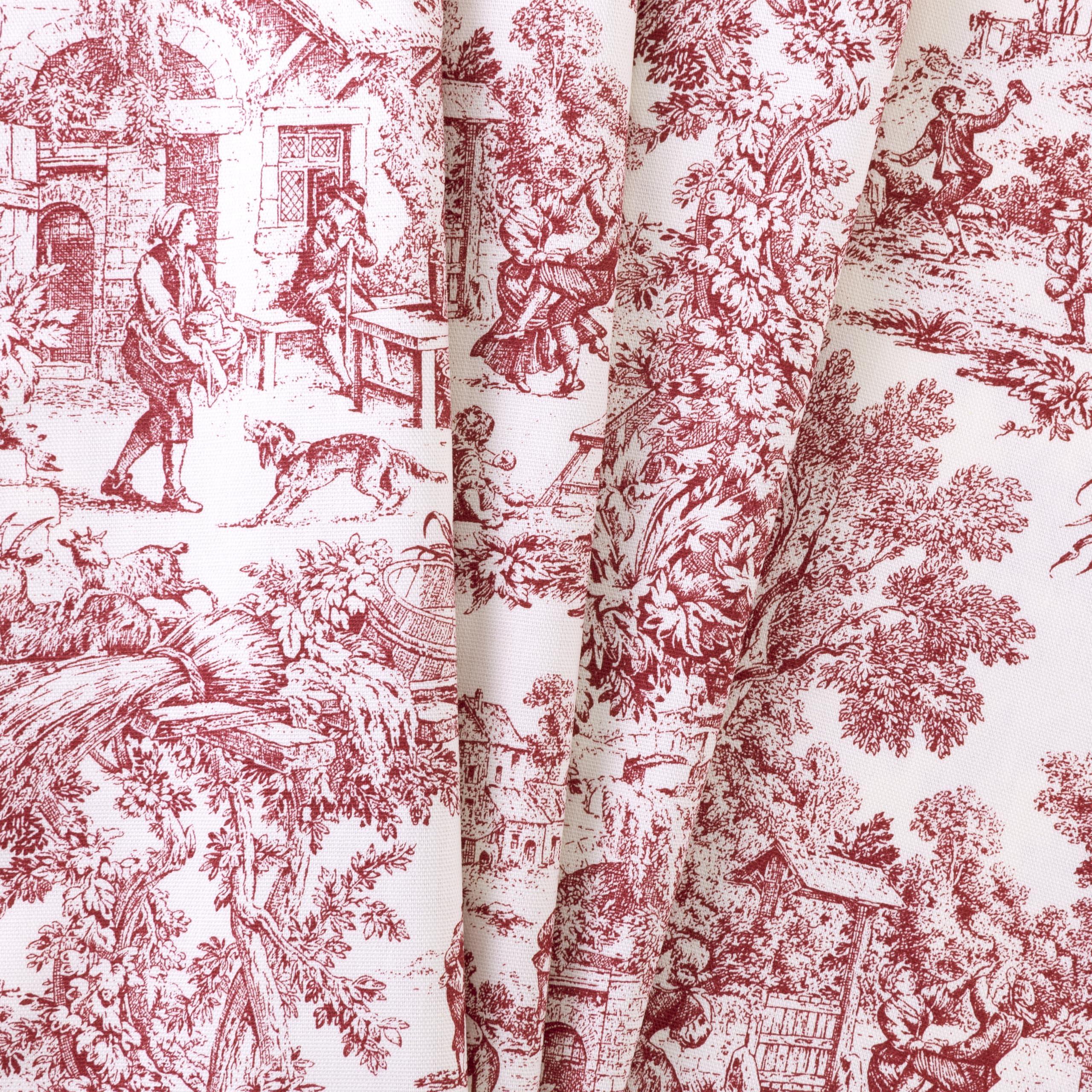 Ellis Curtain Victoria Park Toile Bathroom Shower Curtain, Red