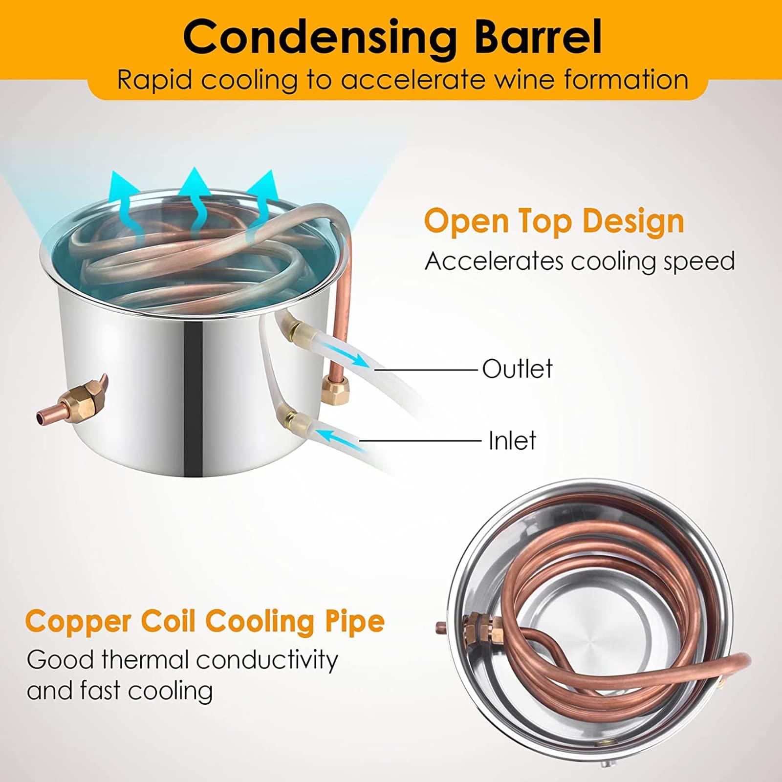 HKMA Stainless Steel Water Distiller with Build-in Thermometer - Home Fermentation Distilling Kit for DIY,6l/1.5gal