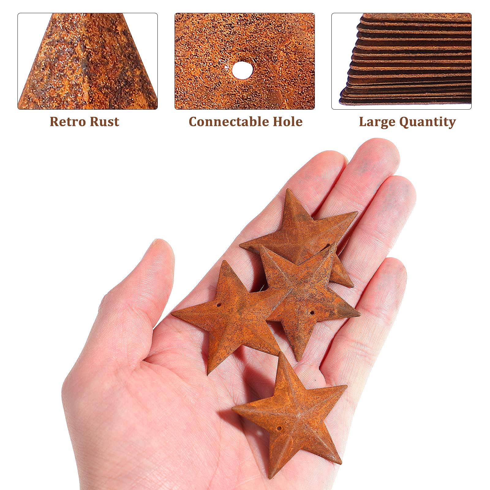 ARTIBETTER Artibetter 150pcs Rusty Metal Stars, Mini Barn Stars Home Decorative Accents with Hole and Hollow Backs for New Year Decorating and Finishing 4.5cm