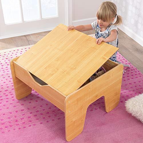 KidKraft KidKraft Reversible Wooden Activity Table with Board with 195 Building Bricks  Gray & Natural, Gift for Ages 3+