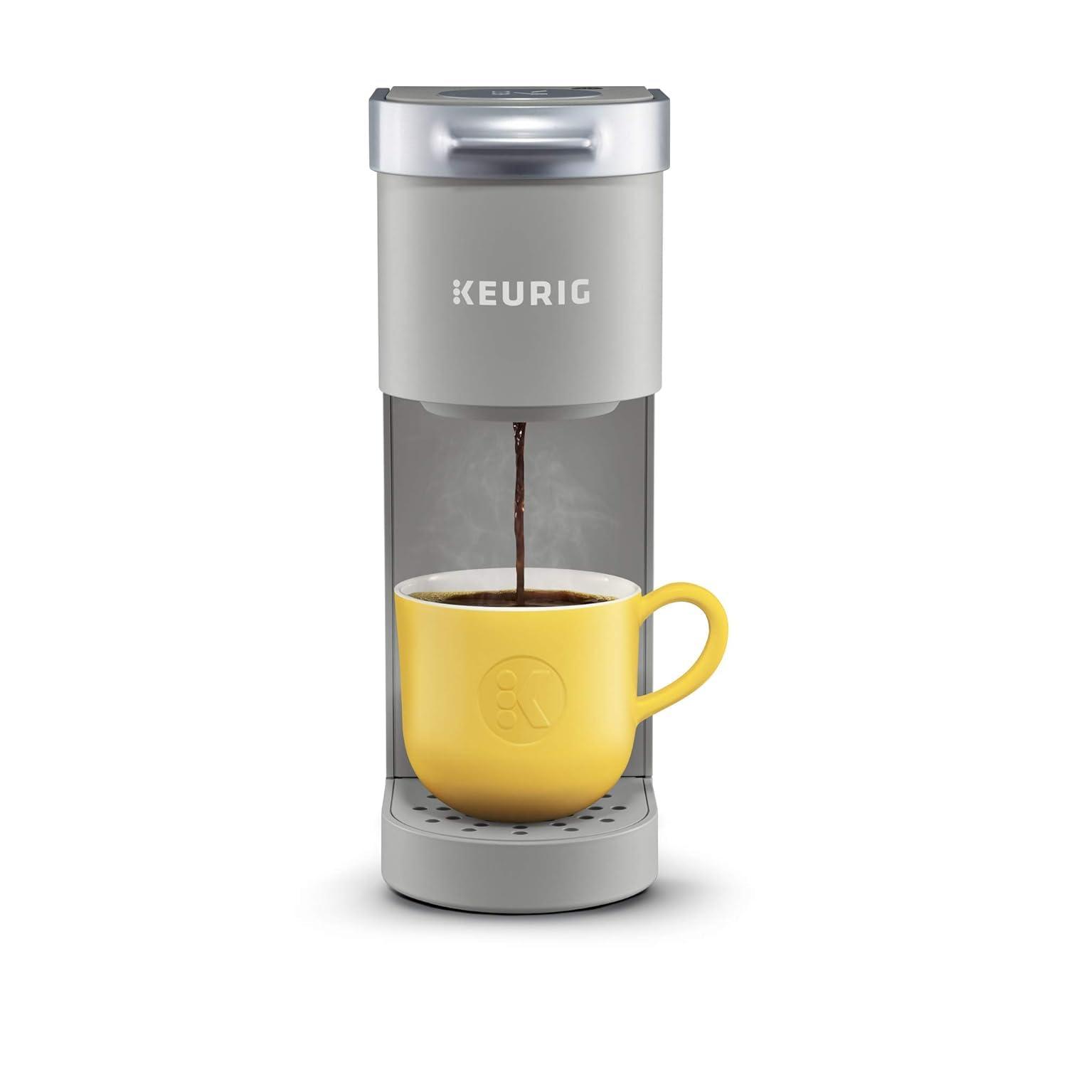Keurig Keurig K-Mini Single Serve Coffee Maker, Studio Gray, 6 to 12 oz. Brew Sizes & K-Supreme Single Serve K-Cup Pod Coffee Maker, MultiStream Technology, White