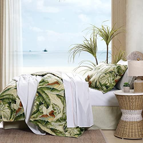 Tommy Bahama Tommy Bahama - Queen Comforter Set, Cotton Sateen Bedding with Matching Shams & Bedskirt, Home Decor for All Seasons (Palmiers Green, Queen)