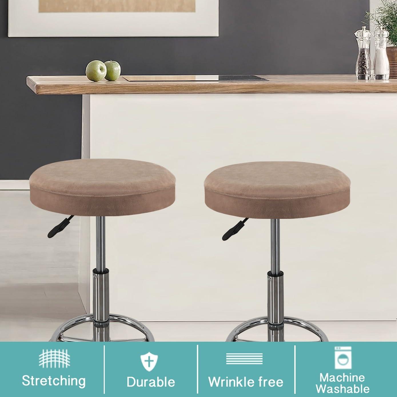 ATLION ATLION 2 pcs Bar Stool Covers Round Stool Cushion Covers Barstool Covers Stool Chair Covers for Kitchen Living Room Decor(C,16-18inch)