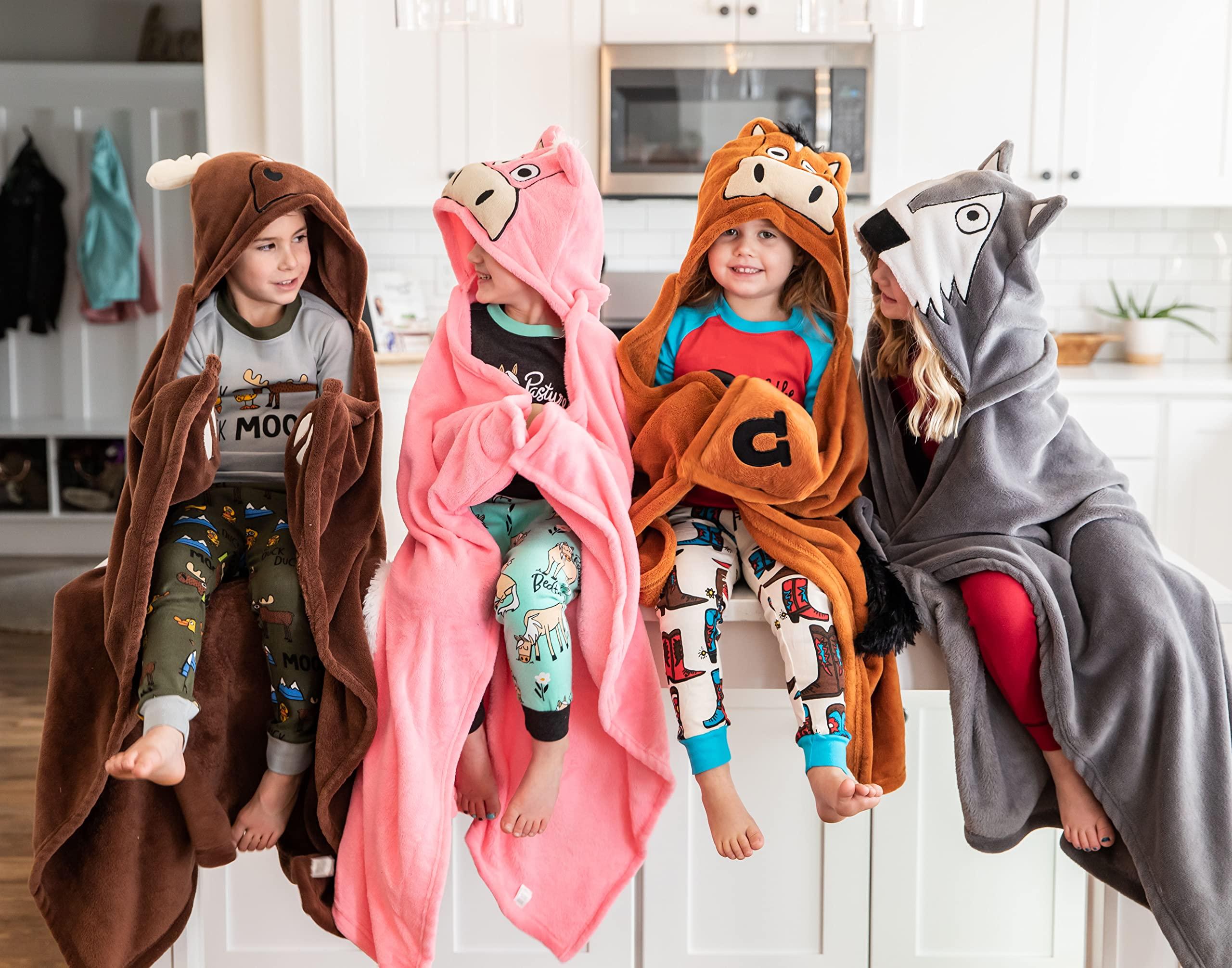 Lazy One Lazy One Wearable Hooded Blanket for Kids, Animal Hooded Blanket (Moose)
