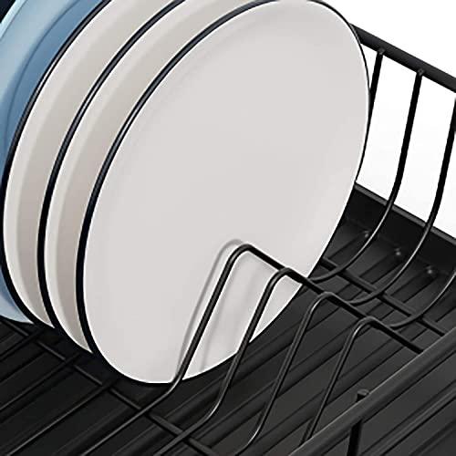 TBWFRD Dish Drainers Dish Drainers Dish Drying Rack|Small Dish Rack with Tray Compact Dish Drainer for Kitchen Counter Cabinet|Stainless/Detachable Dish Rack|Black16.45``*12.05\'\'*4.3\'\'Kitchen Stora