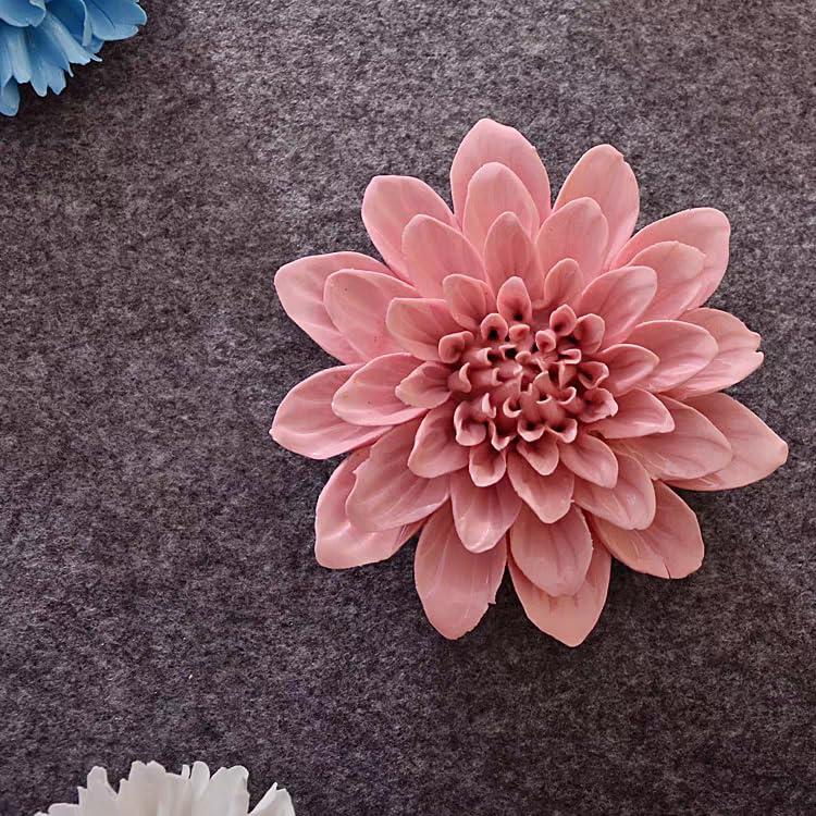 AMERRY AMERRY Ceramic Wall Flower Decor Artificial 3D Flower Wall ArtHandmade 3D Wall Art Hanging Sculpture Porcelain Flower Wall Dcor (Pink,Paeonia lactiflora2.76")