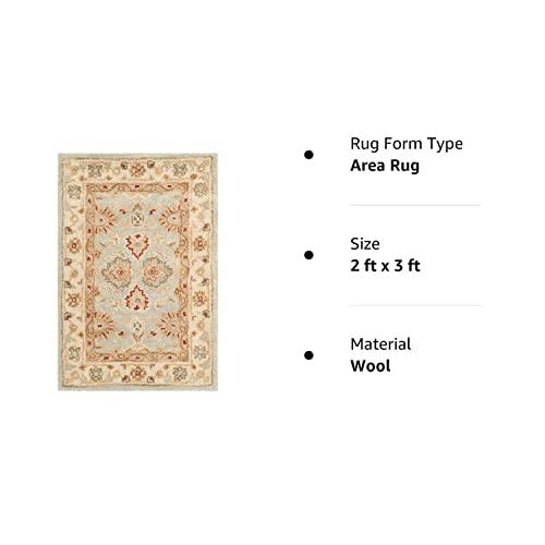 Safavieh SAFAVIEH Antiquity Collection 2\' x 3\' Grey Blue / Beige AT822A Handmade Traditional Oriental Premium Wool Accent Rug