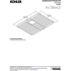 Kohler KOHLER Sink Rack for K-6584, K-3325-NA, K-3332-NA Undertone, and K-3325-HCF Undertone Preserve Sinks, Stainless Steel,