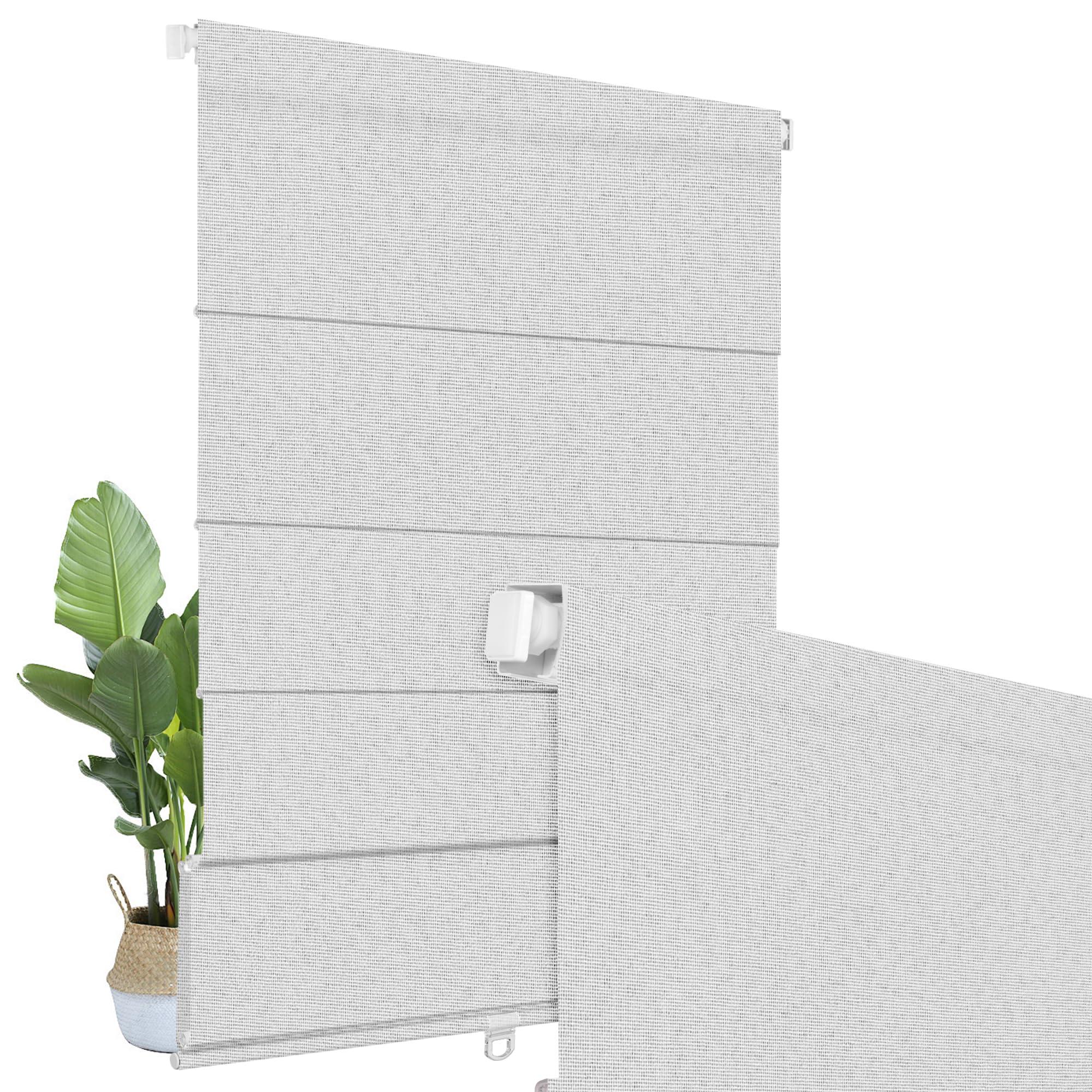 BERISSA BERISSA No Drill Cordless Blackout Roman Shades, Room Darkening Roll up Blinds, Easy Install Linen Window Shades for Inside Mount, 60" W x 66" H, Jacquard White