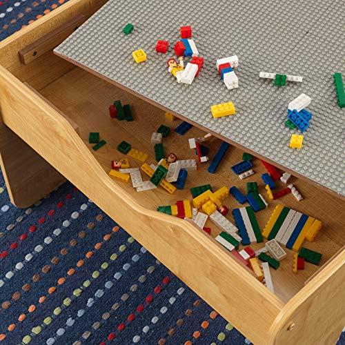 KidKraft KidKraft Reversible Wooden Activity Table with Board with 195 Building Bricks  Gray & Natural, Gift for Ages 3+