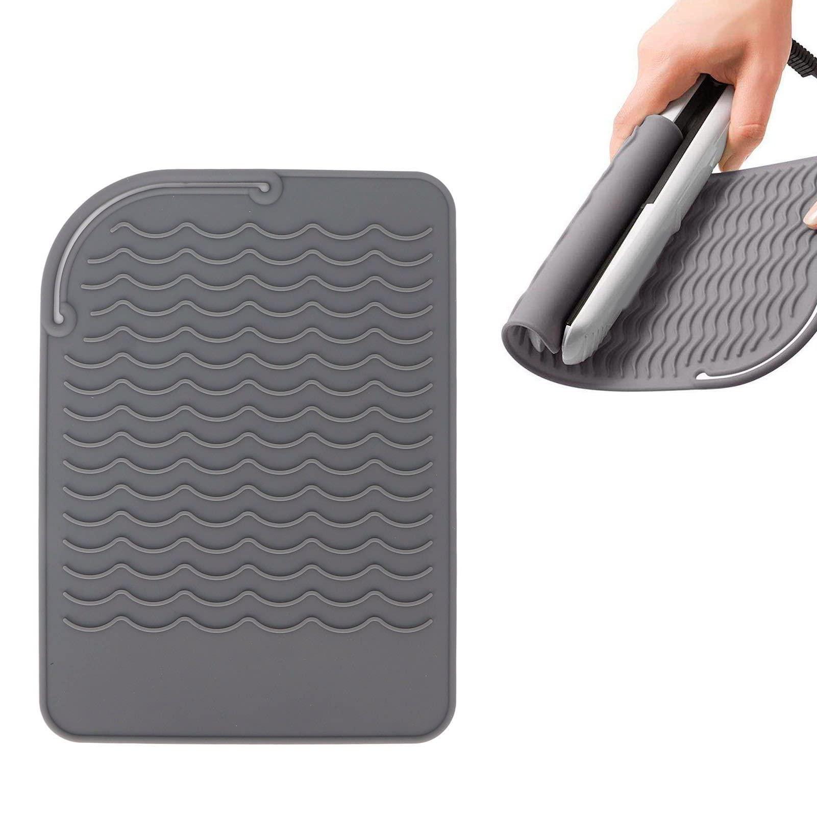 PerGar Heat Resistant Mats for Countertop Heat Insulation Silicone Mat Corrugated Pattern Anti Skid Flexible High Temperature Resistant Mat Ideal for Air Fryer, Coffee Maker, Stand Mixer, Toaster, Oven(Grey)